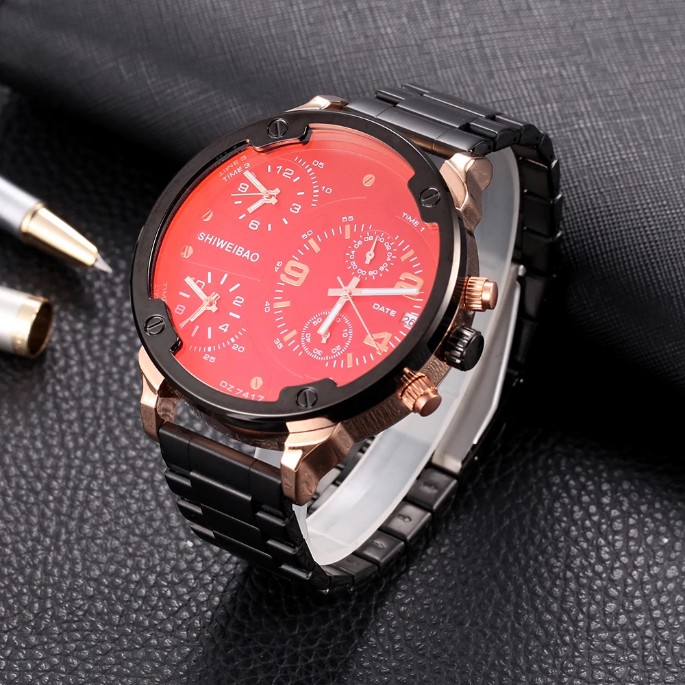 Часы мужские кварцевые в стальной полосе с хронографом и разными часовыми