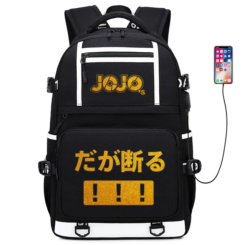 JoJo невероятное приключение с золотым принтом школьная сумка большой дорожный Рюкзак Школьные сумки Oxford для девочек-подростков с рисунком из аниме книжные сумки