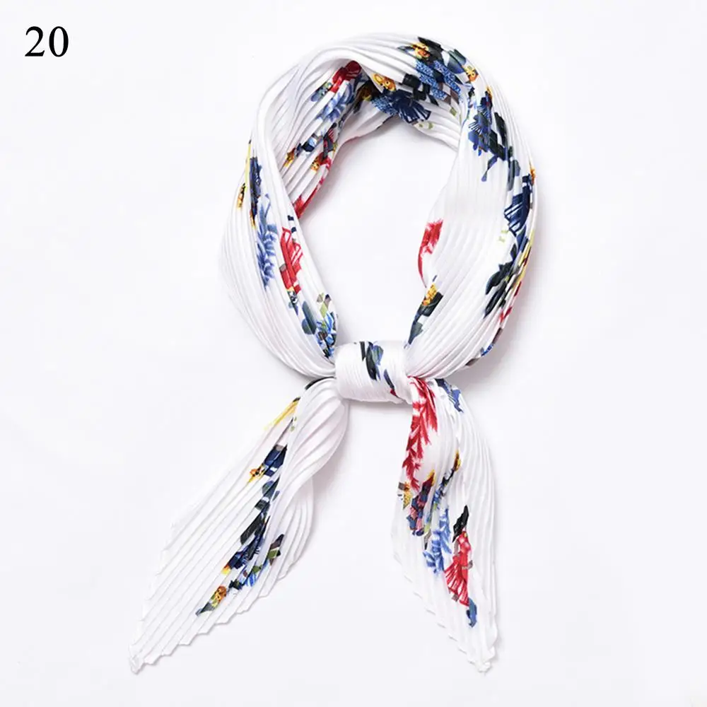 Hot Sale--20 Модный плиссированный шарф в полоску, в горошек, маленький квадратный шарф, бандана, летний Ретро стиль, женский Шелковый атласный платок, шейный платок - Цвет: Hot Sale--20