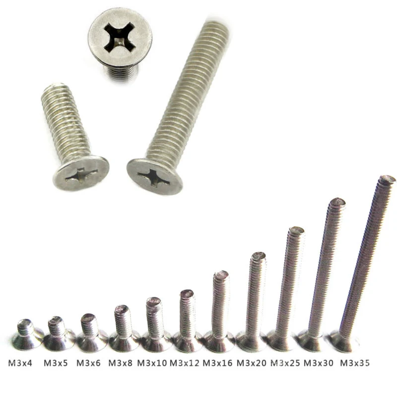 

10/25/50pcs M1.6 M2 M2.5 M3 M4 M5 M6 Metric Imperial Type Thread 304 Stainles Steel Flat Head Cross Screw