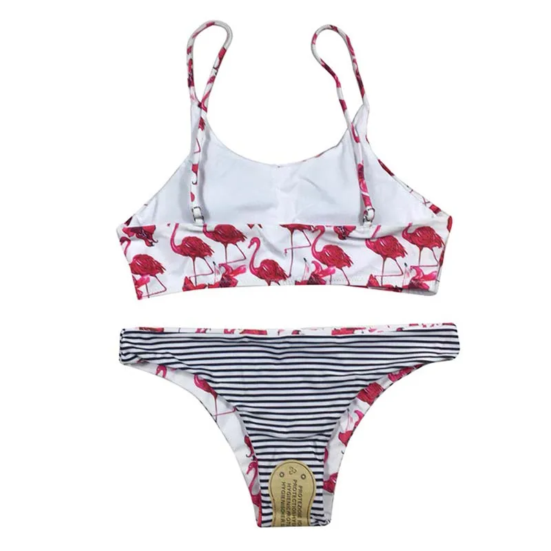 2019 сексуальное бикини бандо с принтом фламинго женский купальник пуш ап