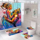 Набор штор для душа для девочек в Африканском и американском стиле с ковриком, ковровым покрытием, Женская перегородка для ванной и туалета, украшение для дома