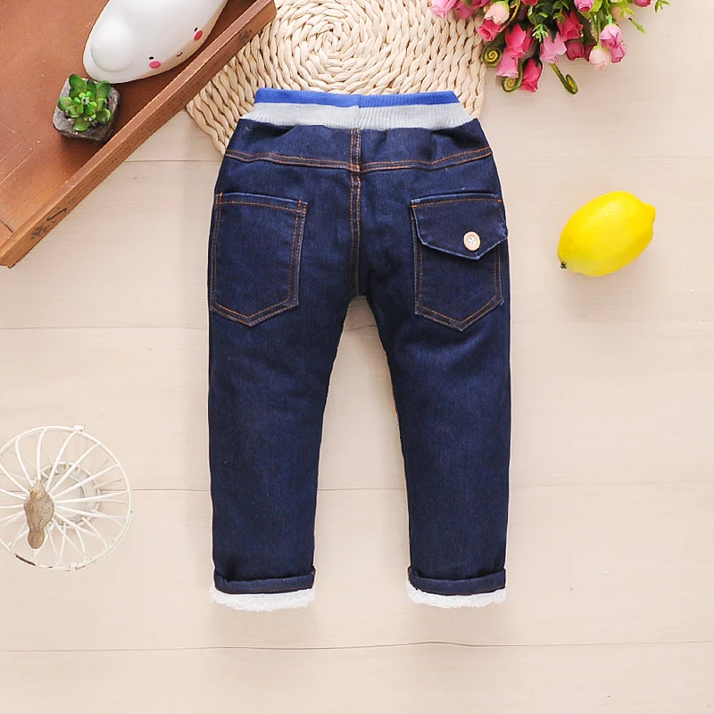 Джинсы для мальчиков BibiCola зимние теплые длинные штаны из плотного хлопка