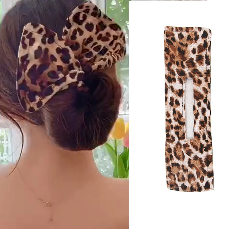 

New Fashion Elastic Leopard Hair Bands Accessories Vintage Bowknot Headband Korean Handmade Knotted Hairband for Women Girl Gift