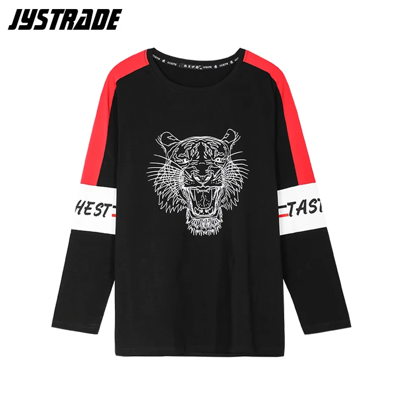 Мужские Забавные футболки с длинным рукавом футболка принтом тигра хлопковая