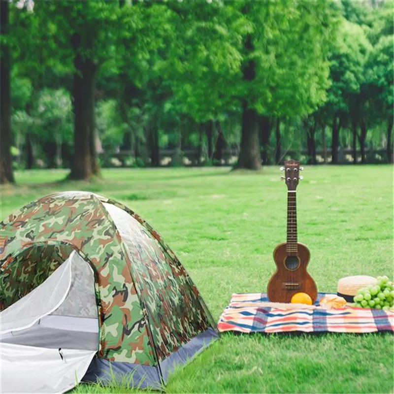 

3-4 Person Camping Tent Portable Outdoor Tent for Hiking Fish Trips Cycling Camouflage Military Tent 200x200x135cm Ship from US