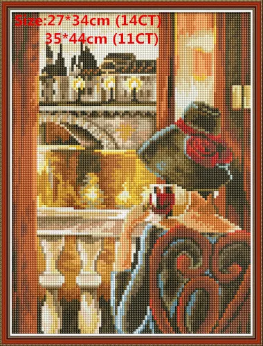 Look out the window Невеста с цветами Свадебный Ангел diy картина Счетный принт на холсте DMC 11CT 14CT наборы для вышивки крестом наборы для рукоделия вышивка - Цвет: Look out the window