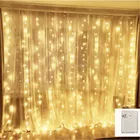 Занавески с памятью 3*2,5 м, 240 светодиодов, 8 настроек, Рождественская, свадебная, Новогодняя гирлянда, Декорации для вечеринки, дома, спальни