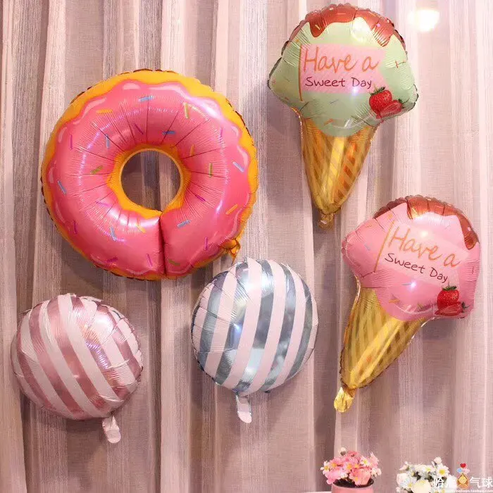1 шт Конфеты Пончик мороженое тема гелиевая фольга шары звезды круглые Детские