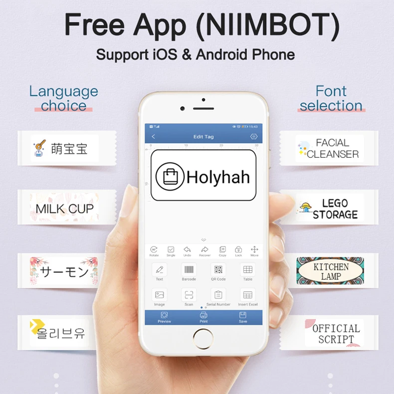 

Buy 5 get 30% off Niimbot D11/D110 Wireless Portable Pocket Label Printer Bluetooth Thermal Label Printer Fast Printing