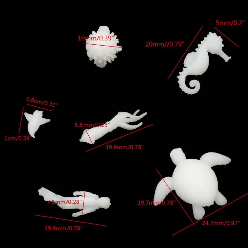 

Y1UE 6 шт. силиконовые мини-формы для моделирования морского организма черепаха кальмар, полимерные формы, наполнители для пляжных украшений, ...