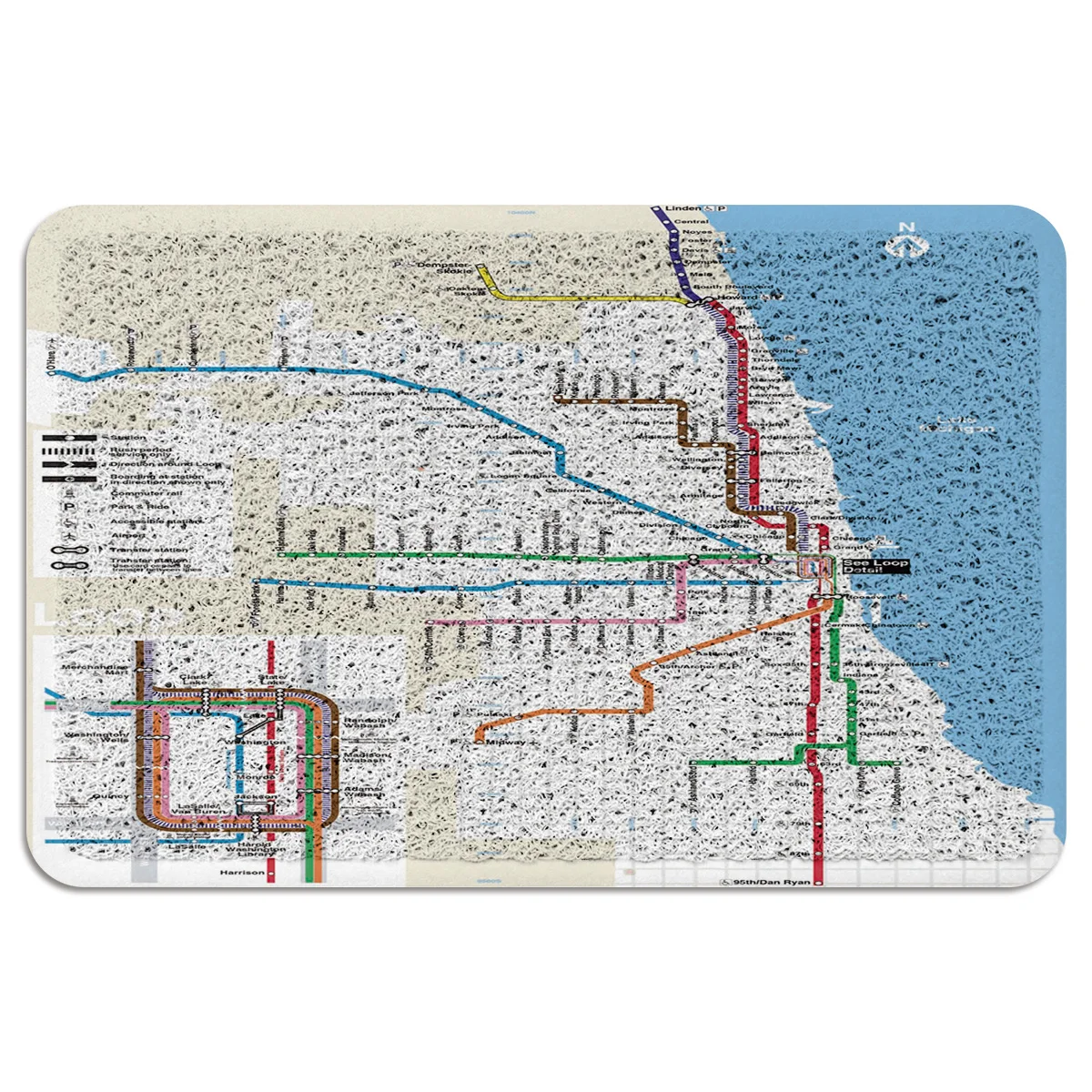 Карта Chicago Railway макет ПВХ дверной коврик резиновая подложка нескользящий для