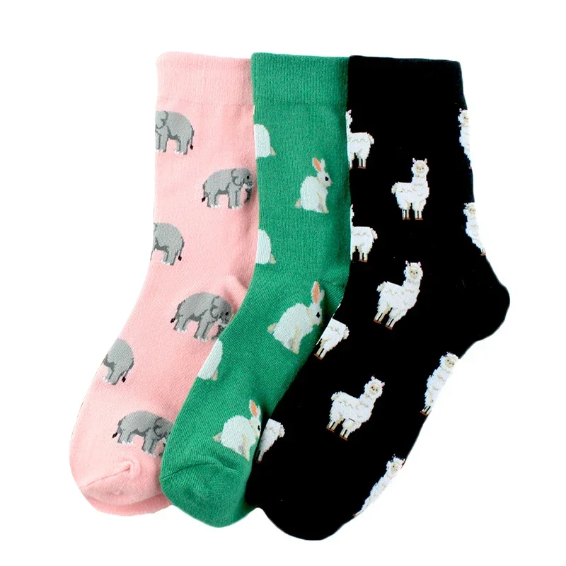 

2021 Alpaca Elephant Fox Rabbit Animal socks Cotton Casual Socks Warm Women Streetwear Cute Funny Socks Happy Long Calcetines