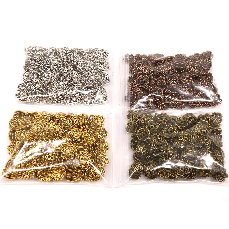 8 мм 200 шт./лот Цветочные золотые бусины Концевики металлические шапочки из сплава