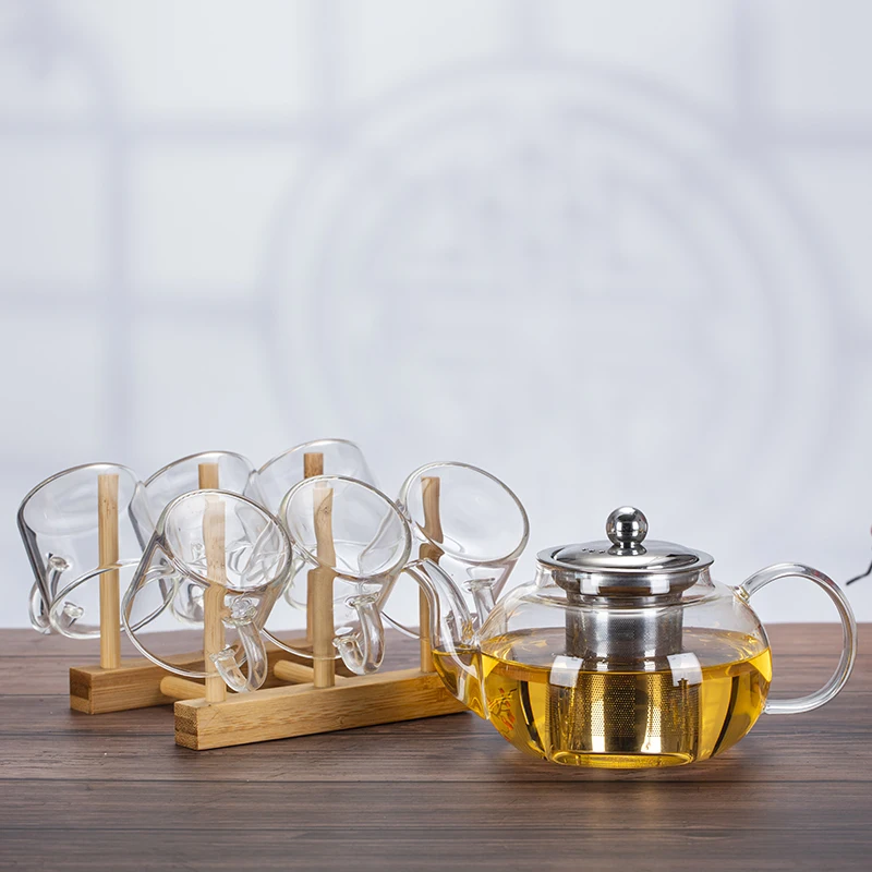 Чайник из боросиликатного стекла с ситечком нержавеющей стали 304 термостойкий