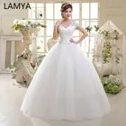 Свадебные платья с кристаллами LAMYA 2020, платья невесты с коротким кружевным рукавом, модные дешевые винтажные платья