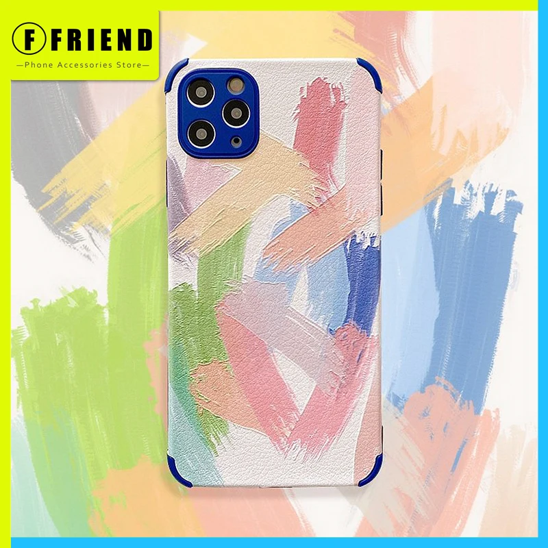 

Simple Cute Color Oil Painting Graffiti Water color Phone Cove for Iphone 11 12 Pro Max 7 8p Xs Xr Women Girl Soft Phone Cases