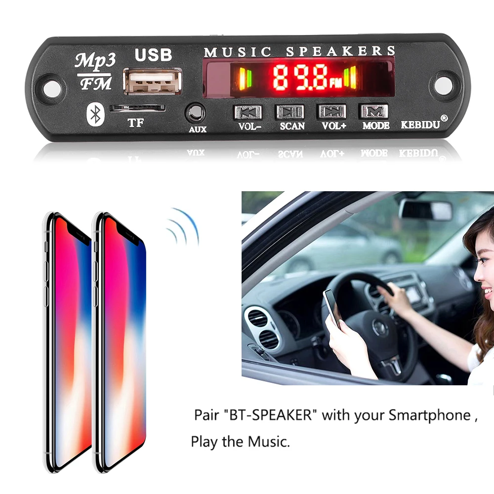 Bluetooth аудио модуль MP3-плеер 12 в автомобильный радиоприемник V5.0 Громкая связь