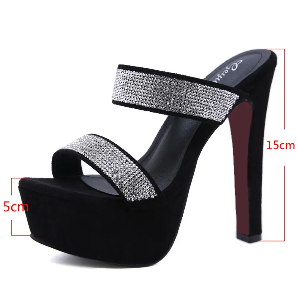 Стразы сандалии со стразами Женская пикантная обувь на высоком каблуке 15 см