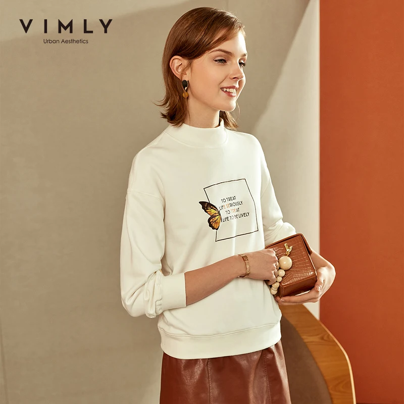 Женская толстовка Vimly модная свободная с буквенным принтом и круглым вырезом