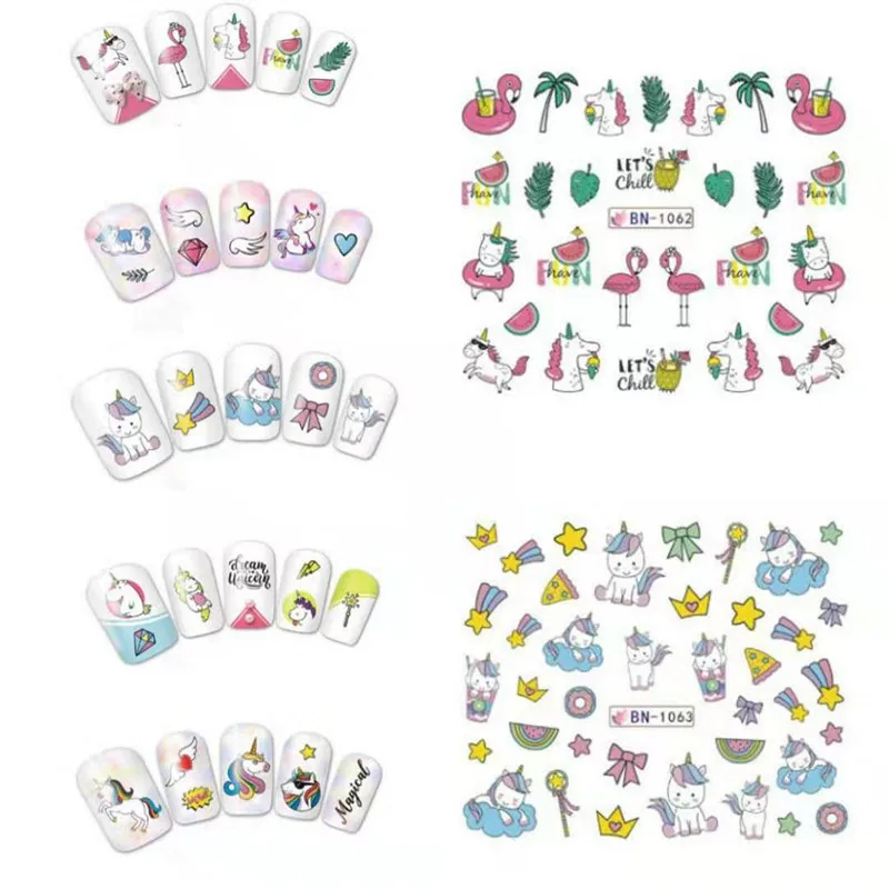 1 лист стикеры для дизайна ногтей в виде единорога|Украшения своими руками