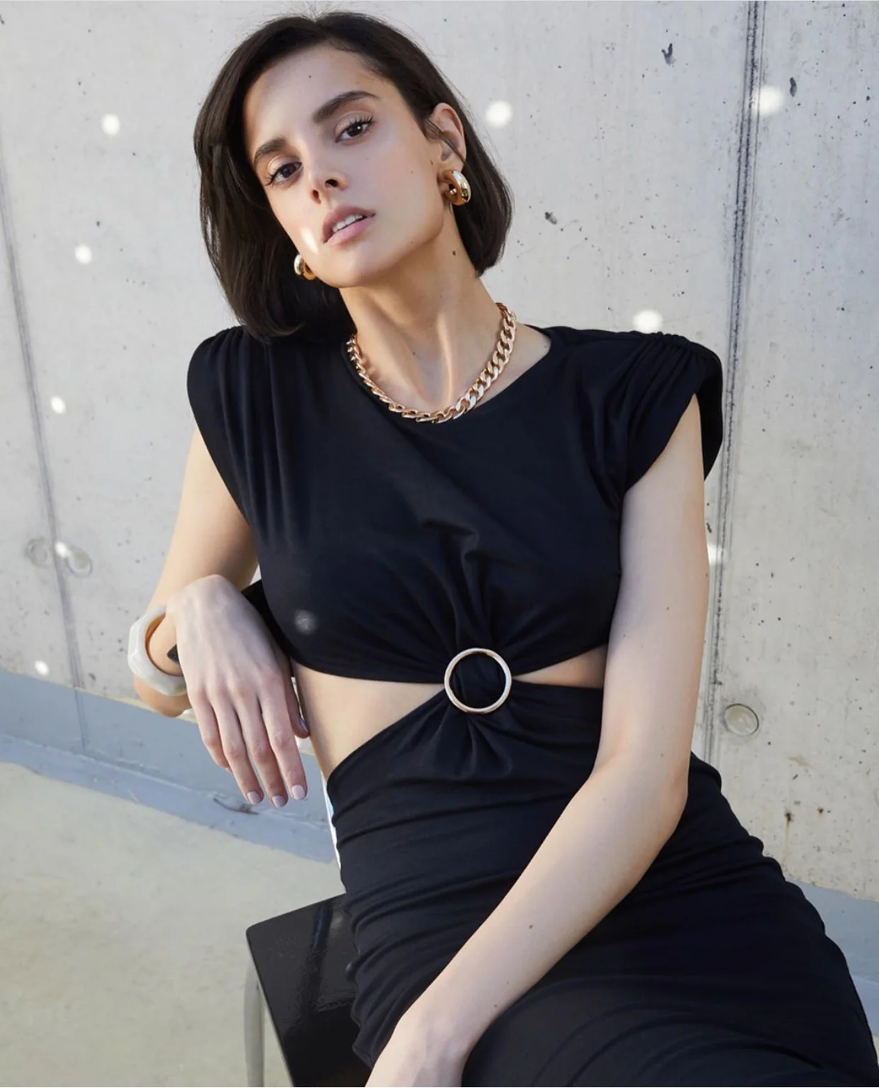 

2021 New Fashion Black Mini Bodycon Hollow Out O Neck Sleeveless Party Dress