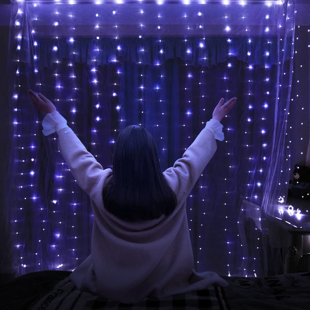 

Christmas Decoration for Home 3m Curtain String Light Flash Fairy Garland Home decor Wedding mother's day 2021 Happy New Year