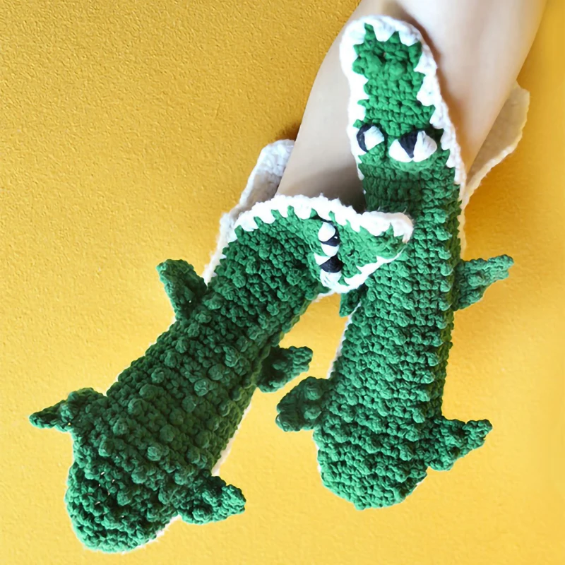 

Носки с изображением животных из мультфильмов на осень и зиму, носки с деревянным полом, домашние носки в стиле акулы/крокодила, толстые нос...