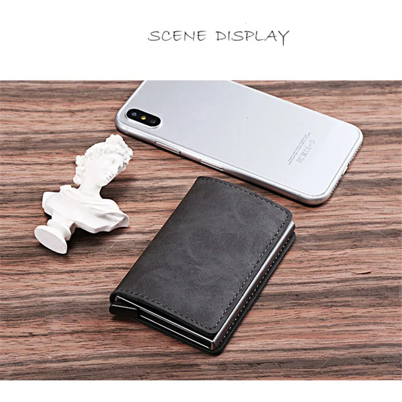 Fashion RFID Men Wallets Id Card Holder Credit Vintage Black Short New Metal Leather Small Thin Purse | Багаж и сумки