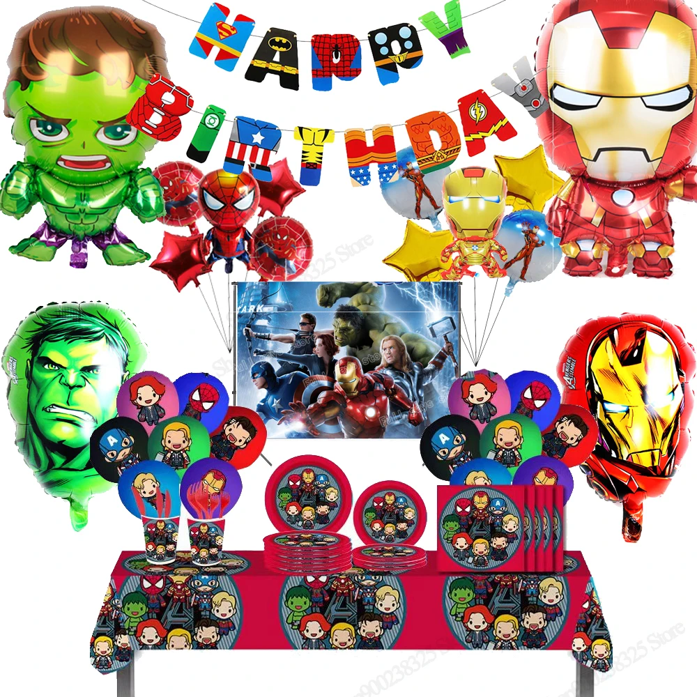 Декоративные воздушные шары Marvel «мстители», зеркальные тарелки, посуда, декор «Железный человек», баннер, товары для дня рождения