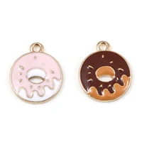 10 pcs multicolor cute drop oil pendants sweet donut gold plated enamel charms pendants for bracelet keychain handmade supplies