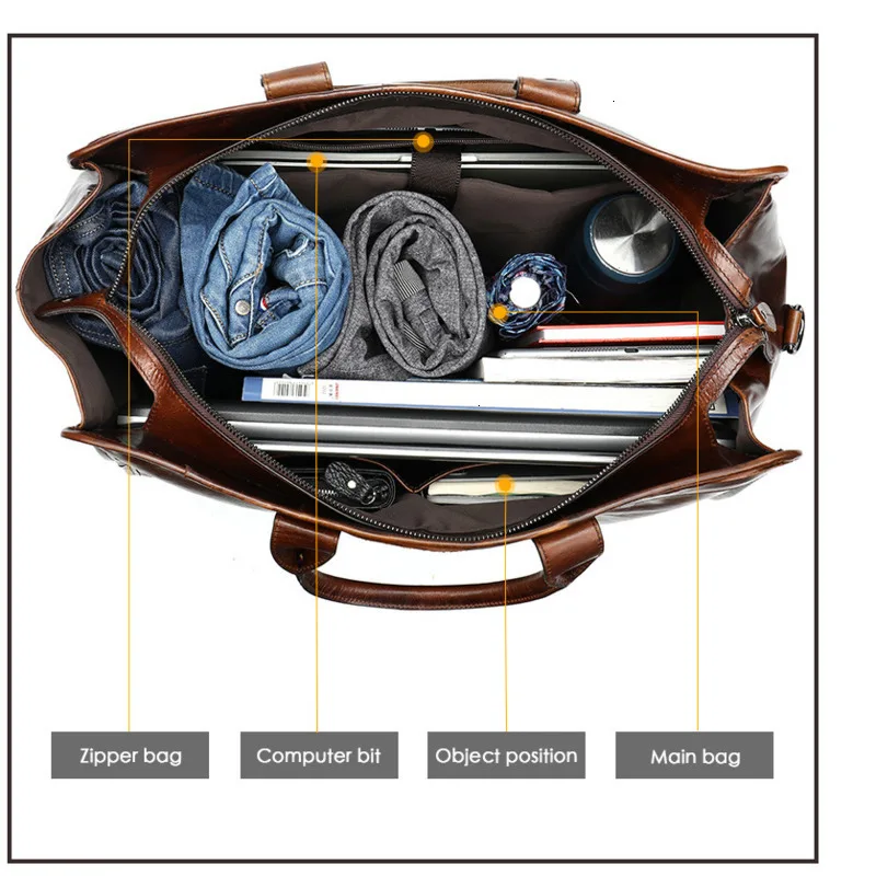 High Quality Classic Laptops Briefcase Genuine Natural Leather Bags Men's Travel 15.6 Inch Bag Man Business Bag For Macbook Pro