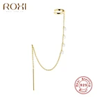 Серьги-клипсы ROXI с имитацией под пирсинг женские, необычные украшения из стерлингового серебра 925 пробы с кристаллами для девушек и женщин