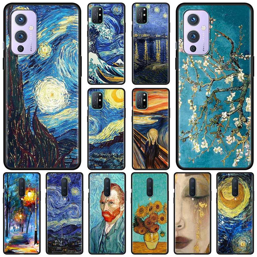 

Case For OnePlus 8T 8 Nord N10 N100 2 N200 CE 7 7T 9 Pro Z 9R Luxury Original Shockproof Art paintings Starry Night Van Gogh