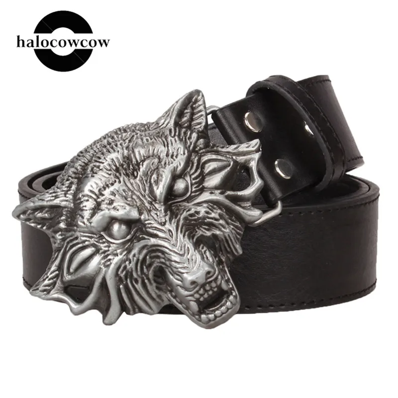 Ковбойский стиль серия Wolf гладкий ремень с пряжкой для мужчин дизайнерские ремни