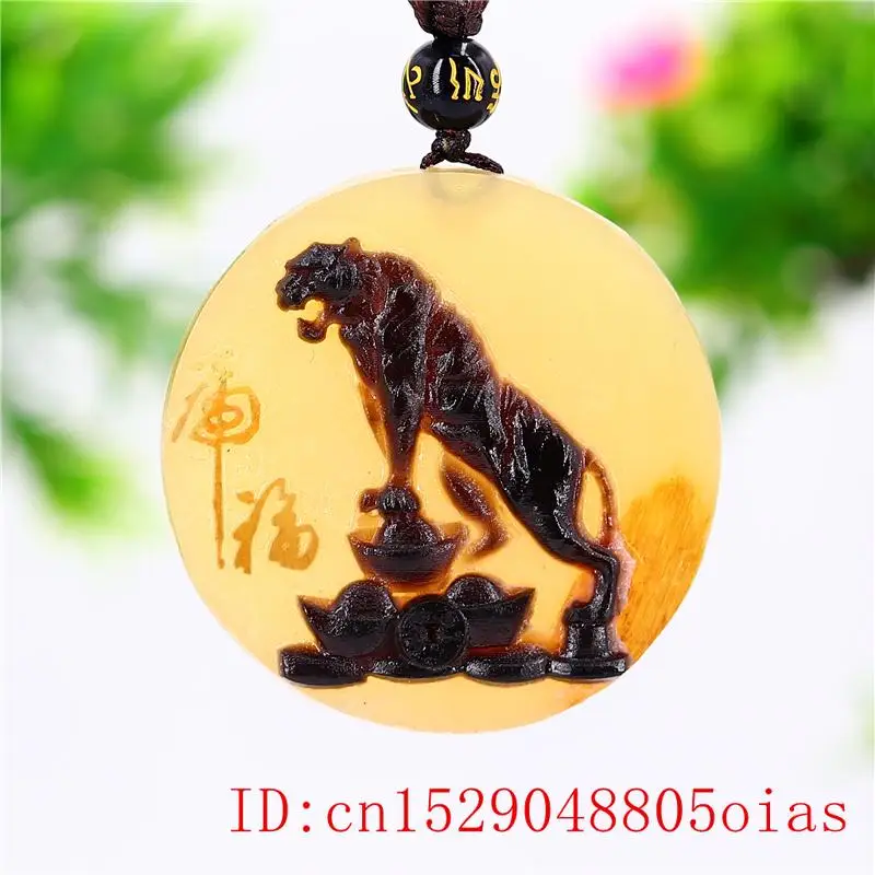 Ox рожок ожерелье C подвеской в виде тигра Китайские коллекционные вещи модные