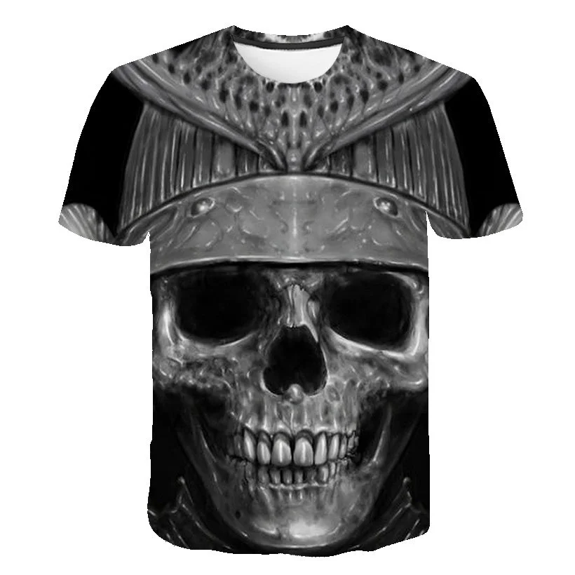 

Summer men's T-shirt casual round neck short-sleeved T-shirt devil skull fashion trendy brand skull 3D T-shirt Streetwear Tops
