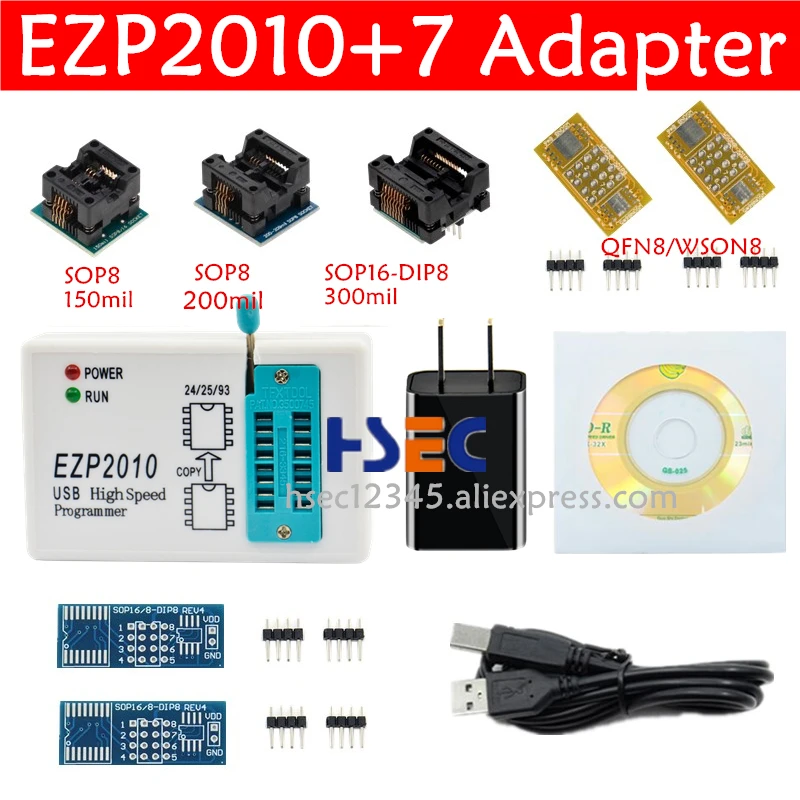 EZP2010 EZP2013 EZP2019 программатор + 7 адаптер SOP8 150 мил 200 до DIP8 SOP16 WSON8 разъем 2011 usb
