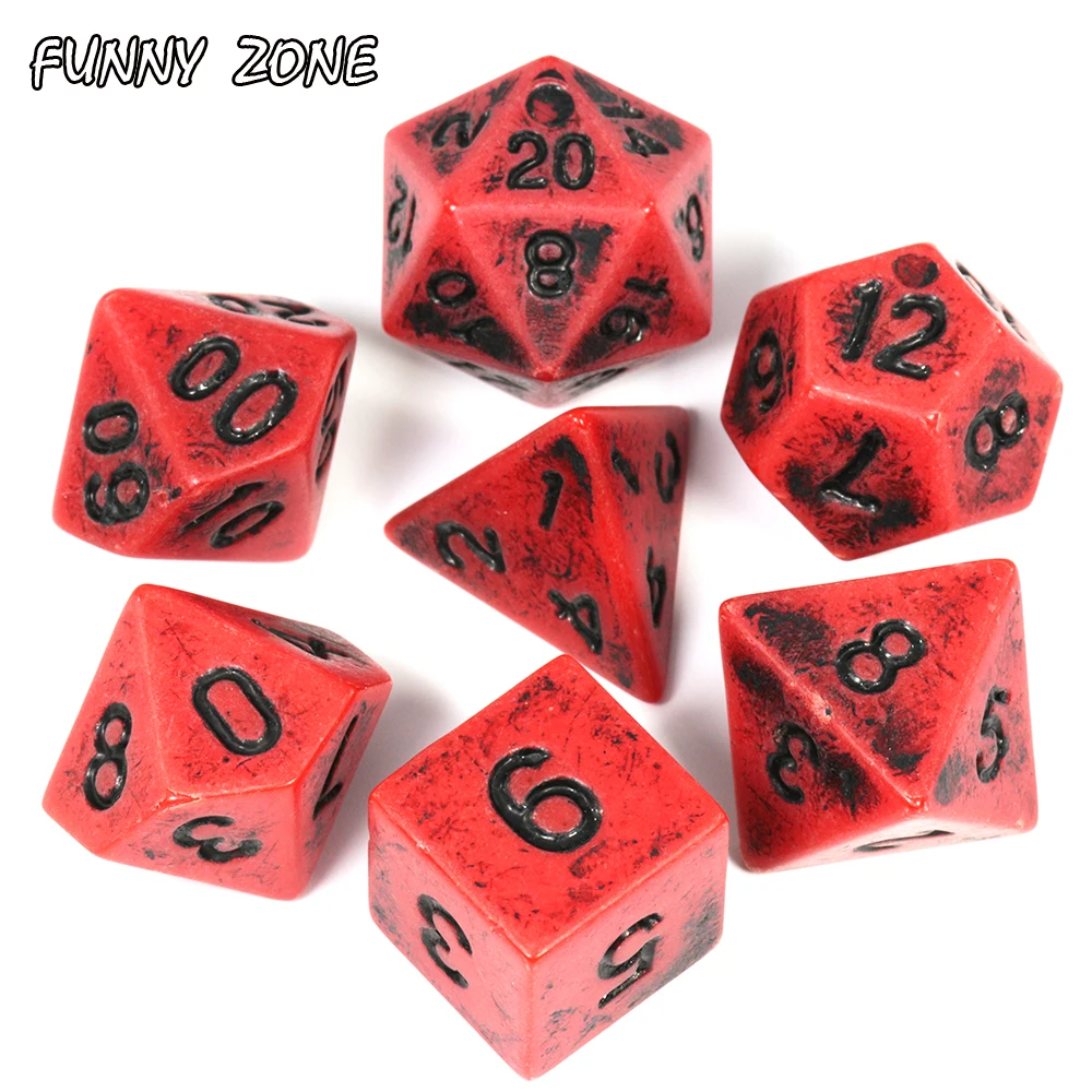 7 шт./компл. непрозрачные ретро-игральные кости D4-D20 TRPG набор красочных