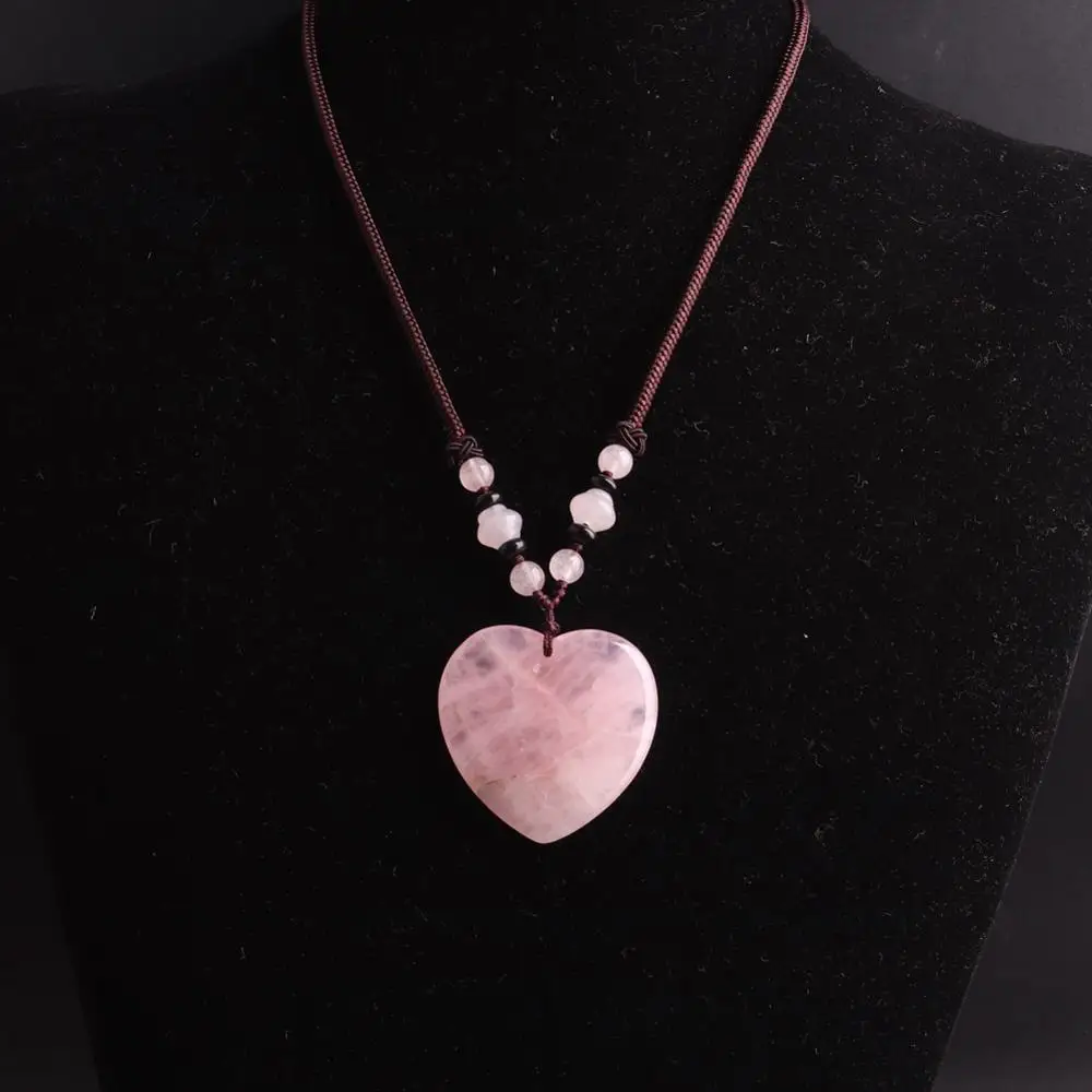 

3PCS Wholesale Heart Quartz Crystal Necklace Natural Stone Pendant Necklace Jewelry Pendulum For Men Women Energy Necklaces