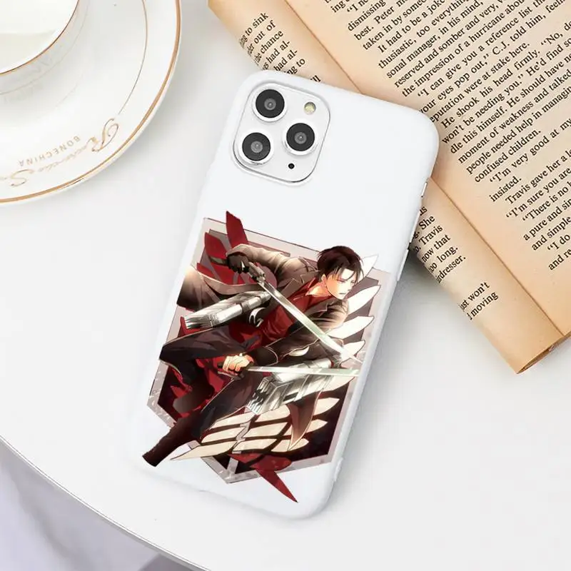 

Hot Anime Attack On Titan Phone Case Candy Color White for iPhone 11 pro XS MAX 8 7 6 6S Plus X 5S SE 2020 XR