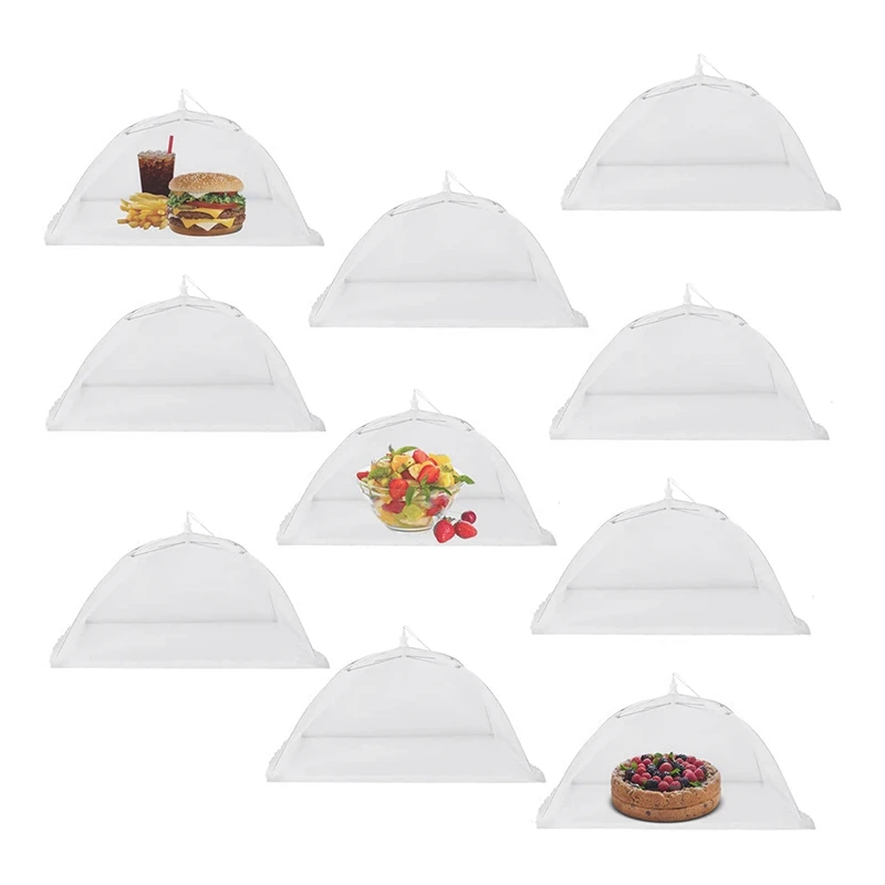 

Сетчатый тент для еды 17 дюймов, многоразовый складной зонт для барбекю, хранение мушек, 10 упаковок