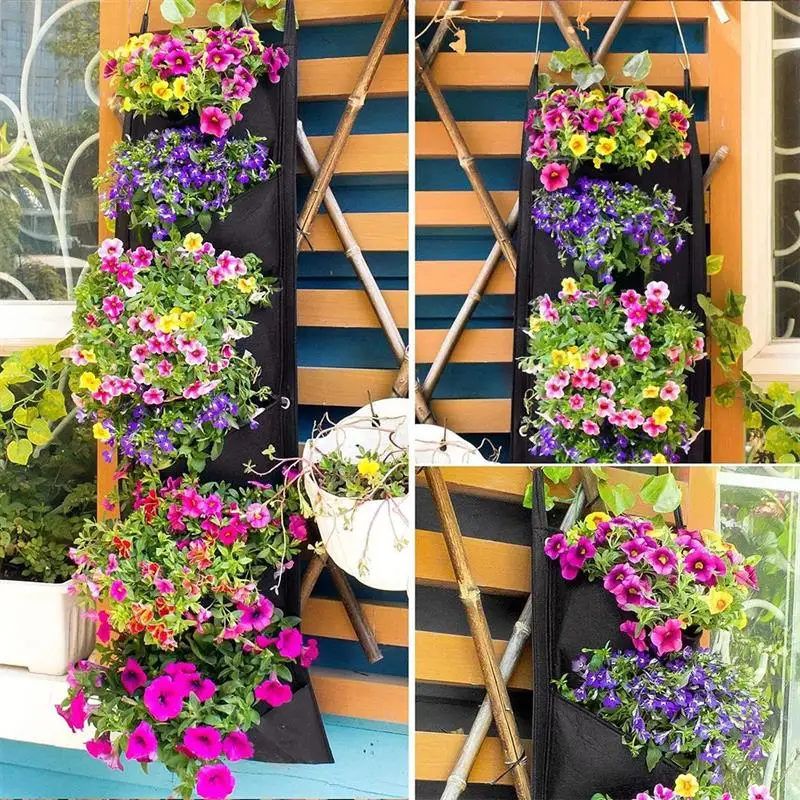 

Planting Bags Wall Mount Hanging Home Supplies 6 Pockets DIY Grow Planter Bag Vertical Grow Vegetable Garden Room Bag