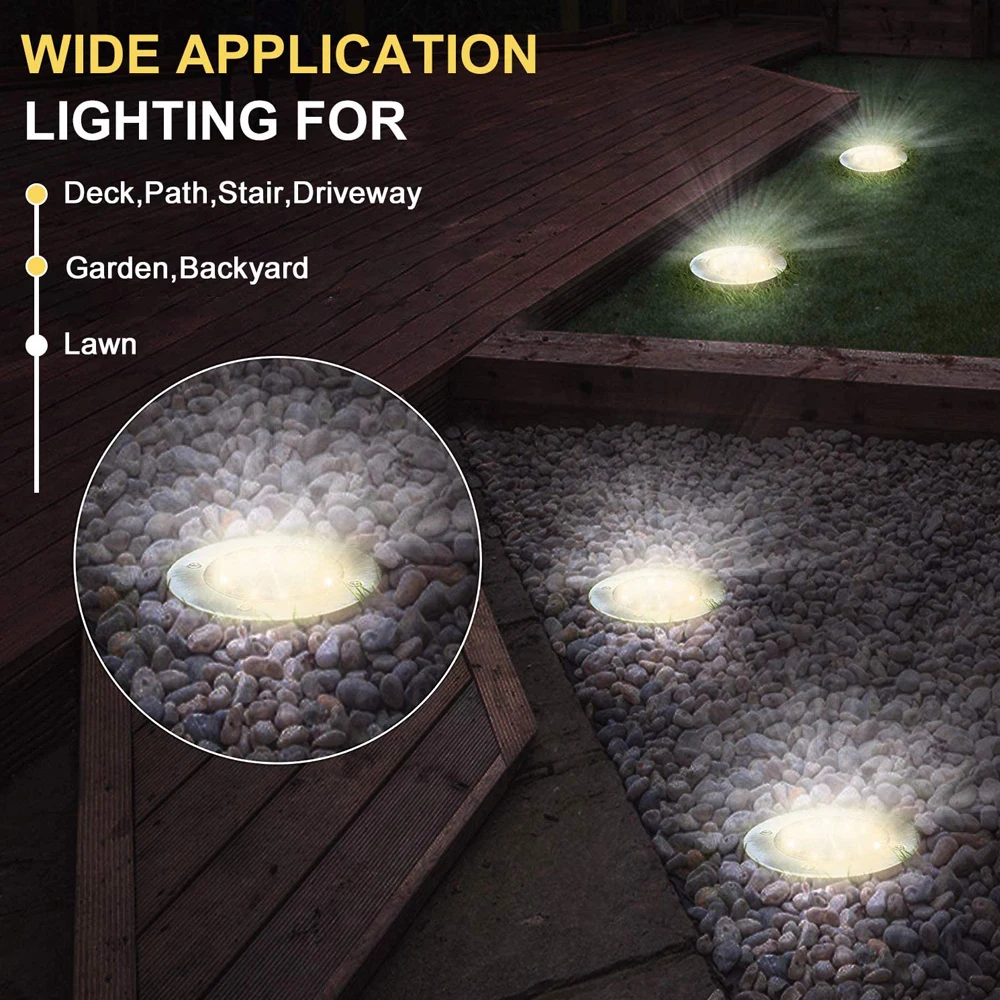 

8LED Solar Ground Light Waterproof Solar Led Light Outdoor Garden Pathway Solar Lamp for Home Yard Driveway Lawn Road Warm White