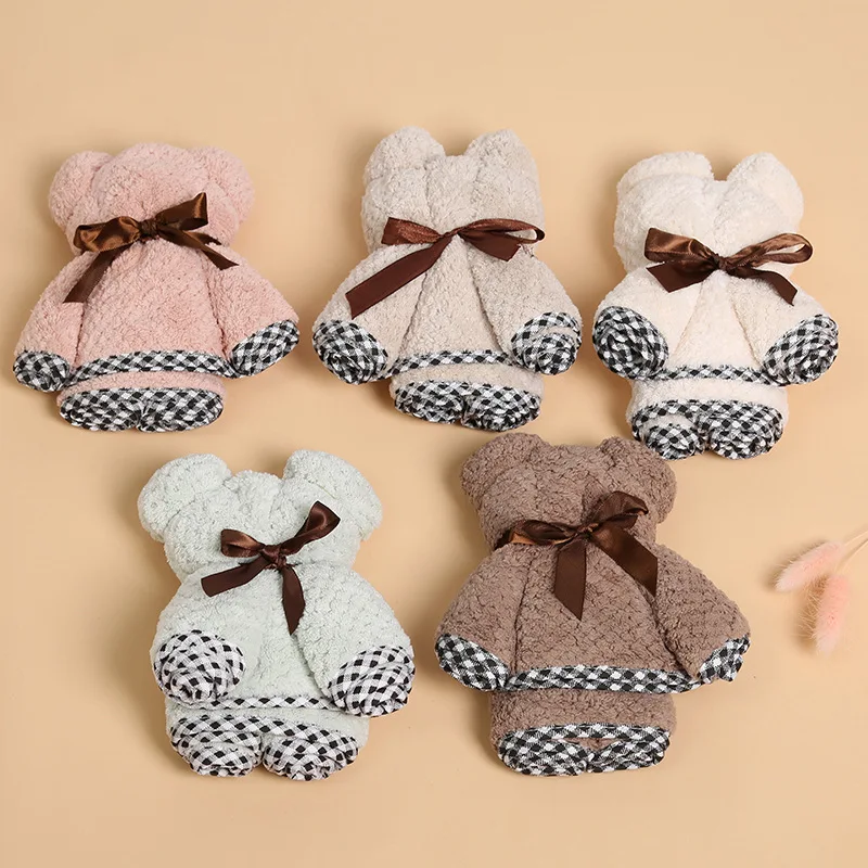 

New Fashion Coral Fleece Plain Towel Absorbent Towel Wedding Gift Bear Towel
