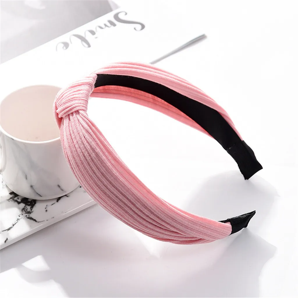 1pc Women Fashion Korean Style Hairband Female Girls Casual Elegant Cloth Cross Hair Band Solid Headwear Accessories #1029 - купить по