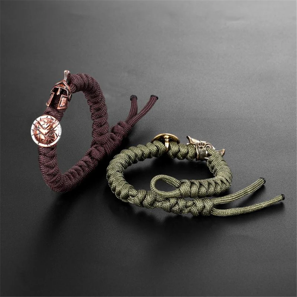 Outdoor First Aid Survival Bracelet Men's Spartan Helmet Brave Knight Emergency Camping Summer Preferred Gift Pulseira |