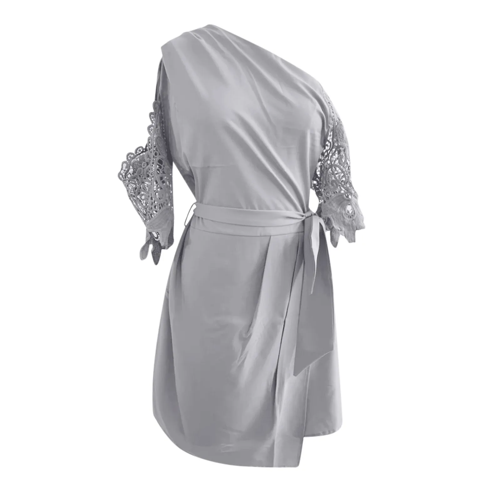 

40# Office Lady Inclined Shoulder Belt Dress Elegant Lace Embroidery Dresses For Women 2021 Elegant Sleeveless Dress Vestidos