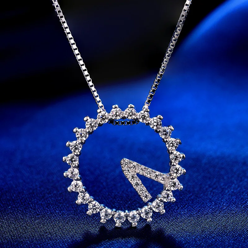 

Fine Disc Clock With Zircon Chain Necklace Glam Fashion Jewelry For Women 100% 925 Sterling Silver Necklace