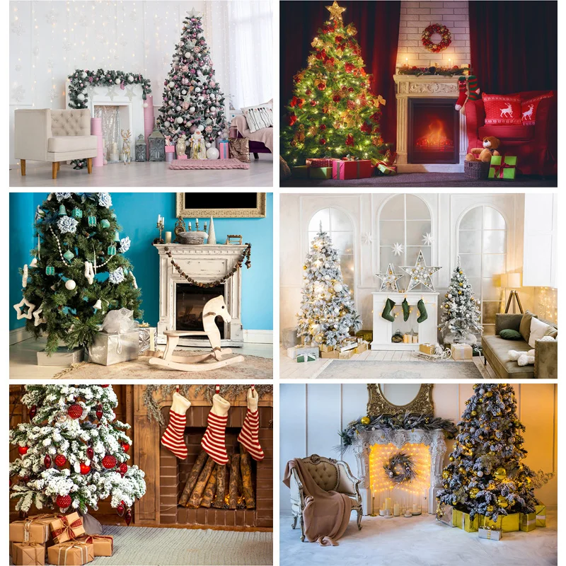 

Christmas Indoor Theme Photography Background Christmas tree Children Portrait Backdrops For Photo Studio Props 21523 DYH-02